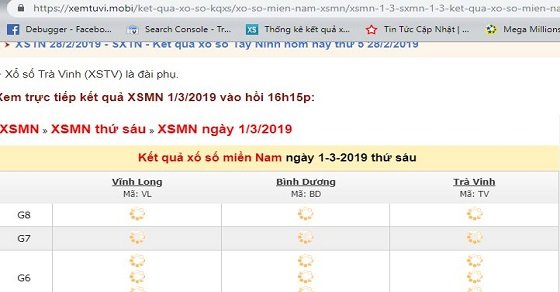 Ảnh ví dụ mã nhúng kết quả miền nam hiện trên trang website Ảnh ví dụ mã nhúng kết quả miền nam hiện trên trang website